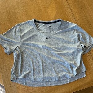 Nike Women's Heather Gray Crop Top - Dri Fit